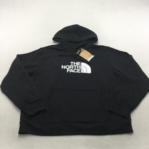 The North Face Hoodie Womens Large Black Fleece Pullover Half Dome Logo Outdoor